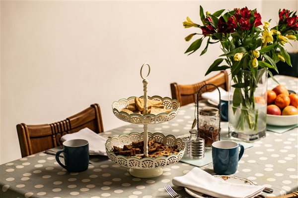Tea time in the Granary Cottage Nannerth Country Holidays