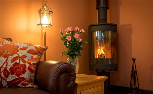 Cosy woodburning stove in living room