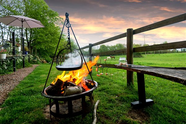 Fire pit with views into field 