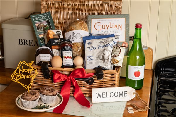 Welcome hamper full of luxury produce