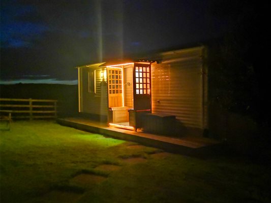 View of glamping holiday home at night