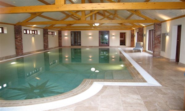 swimming pool showing changing rooms