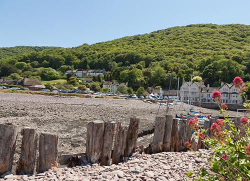 View of Porlock Weir and Harbor in Devon