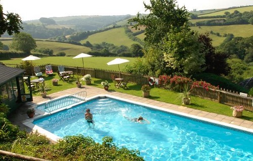 Pool with a view of hills
