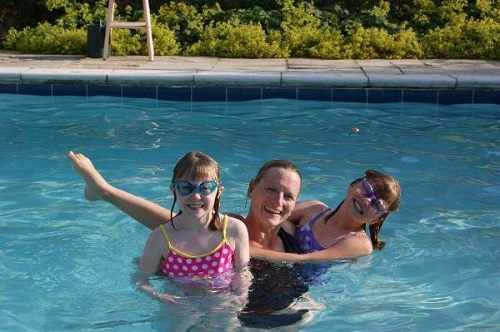 playing in the pool