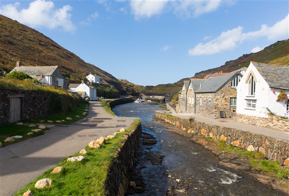 Boscastle, North Cornwall village by the sea with a river running through it which leads to the small harbour