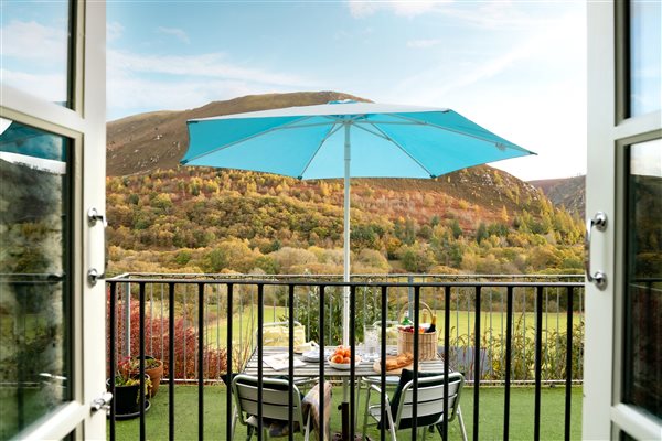 Granary Cottage Deck with fab view, Nannerth Country Holidays Mid Wales