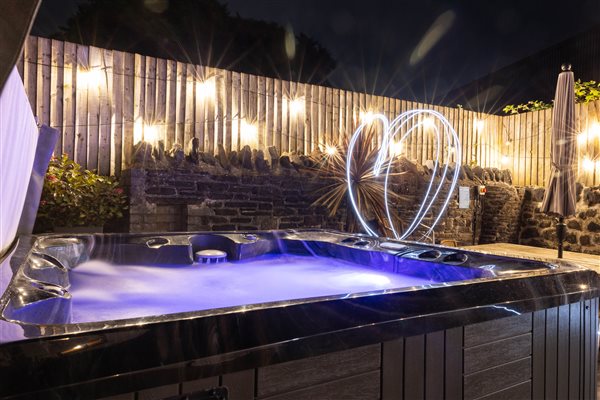 outdoors at night - hot tub