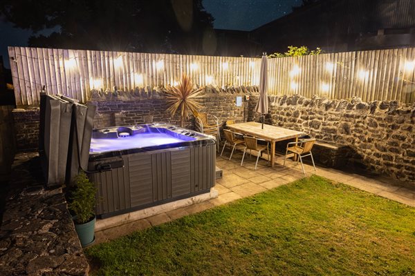 outdoors at night - hot tub