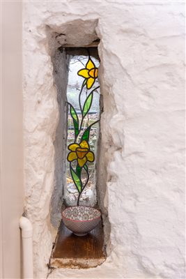 main bedroom - stain glass window