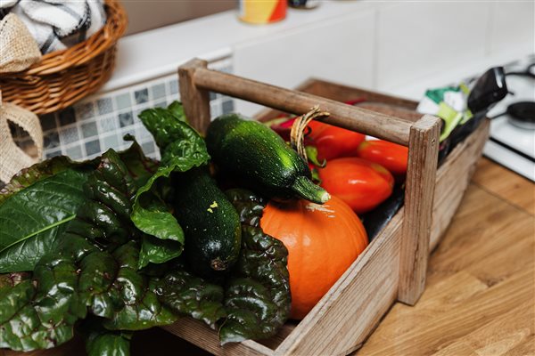 leafy green vegetables orange pumpkin