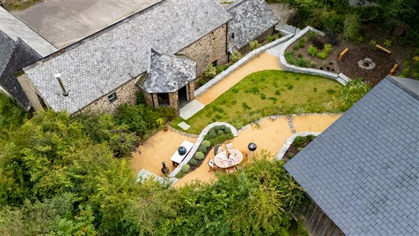 Aerial shot of the garden