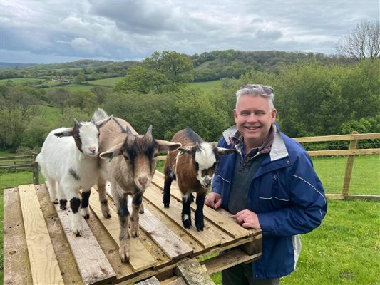 Steven with Goats