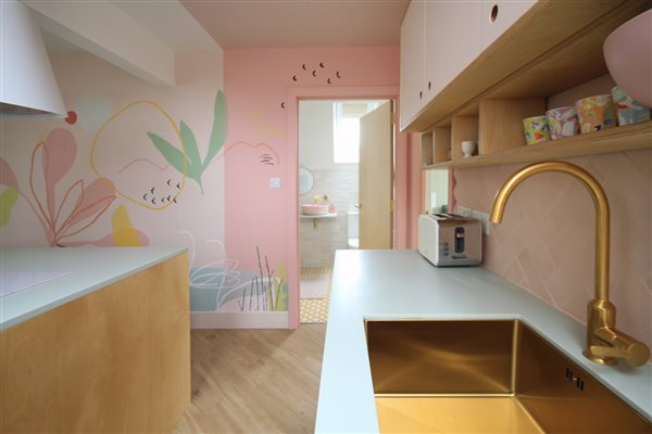 Skylark Lodge Designer Kitchen pink 