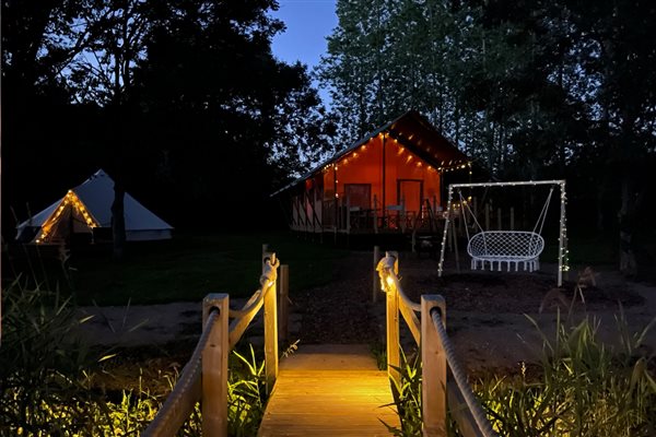 fairy lights glamping tent 