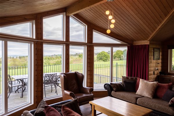 wooden lodge living room