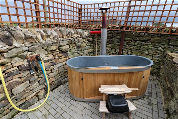 the wood fired hot tub
