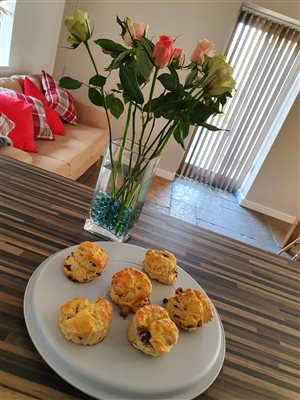 scones and flowers