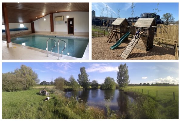 Indoor pool, playground and fishing lakes