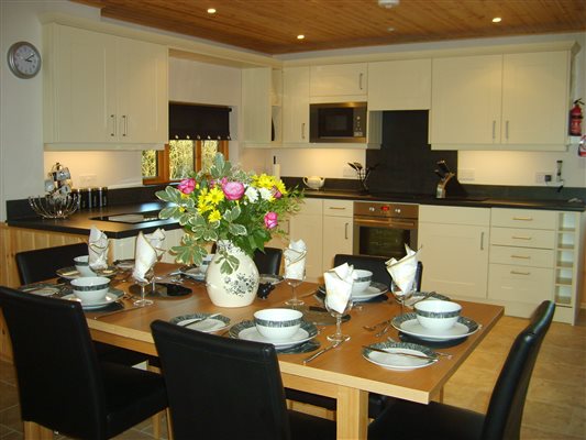 Kitchen and dining area in Melbuiry Chalet