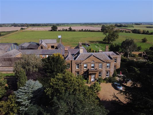 Aerial view of Hornton Grounds and the farm