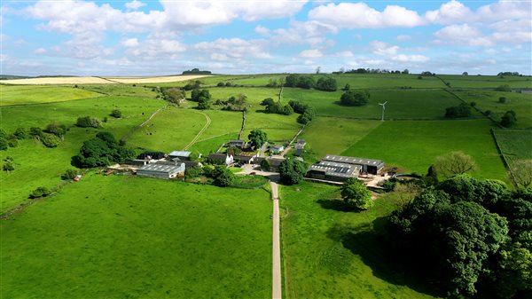 aerial view of Hoe Grange Farm in Derbyshire