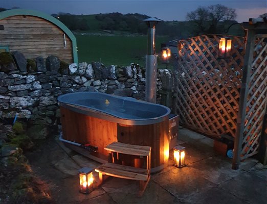 Log fired hot tub