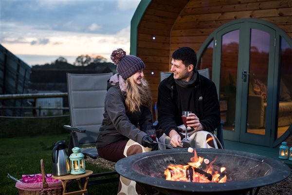 firepit outside glamping pod