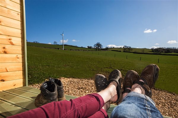 view from glamping pod