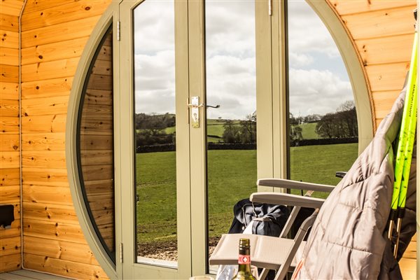 glamping pod with deckchair