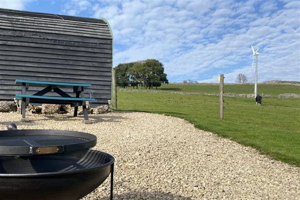 glamping pod with firepit 