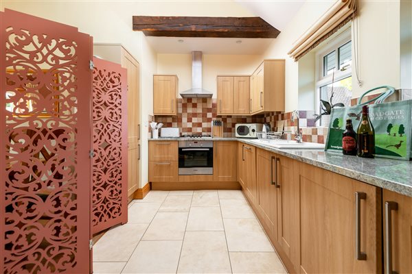 oak kitchen with oven