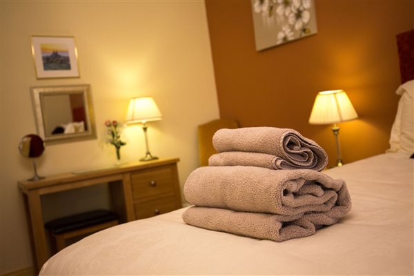 towels on a bed
