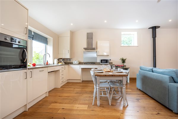 Open plan, wheelchair friendly kitchen area