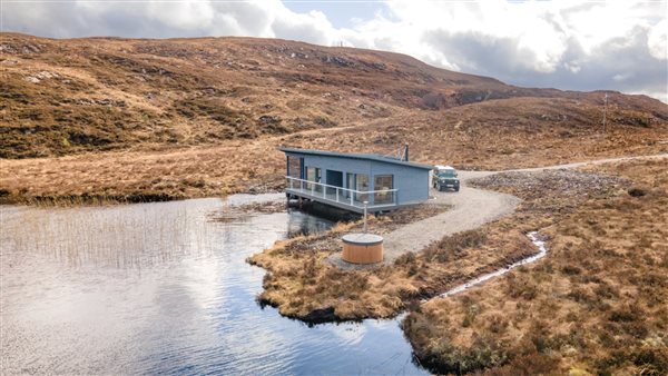 Aerial of Boathouse and hot tub