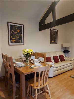 Linhay Dining area with seating for 5. Highchair available on request