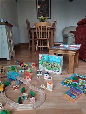 Linhay. Plenty of toys and space for the little ones to play while you cook or put your feet up.