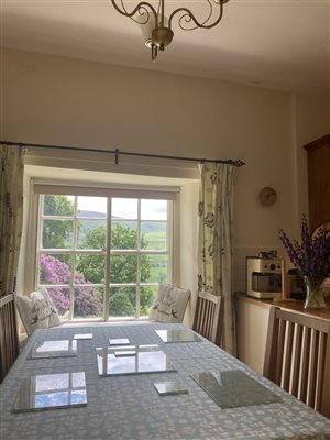 Kitchen table with views of Llantysilio Mountain 