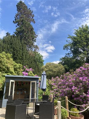 Decking summer house and gas BBQ