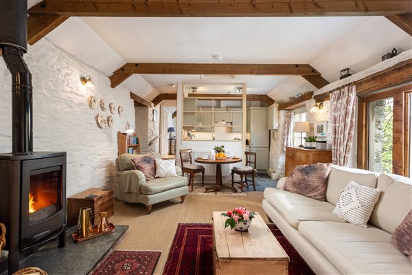 Cosy living room with log burner 