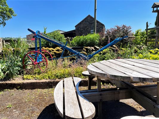 Out door seating at Mosedale End Farm Glamping Pod