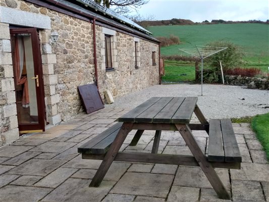 large patio area with country views