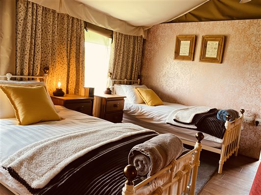 bedroom in a safari tent