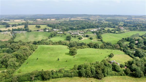 Ariel view of Upper Vobster Farm, Rural Retreat in Somerset