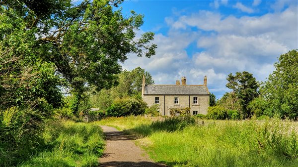 Looking towards the farmhouse on the farm trail