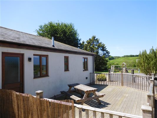 Decked area overlooking the play area