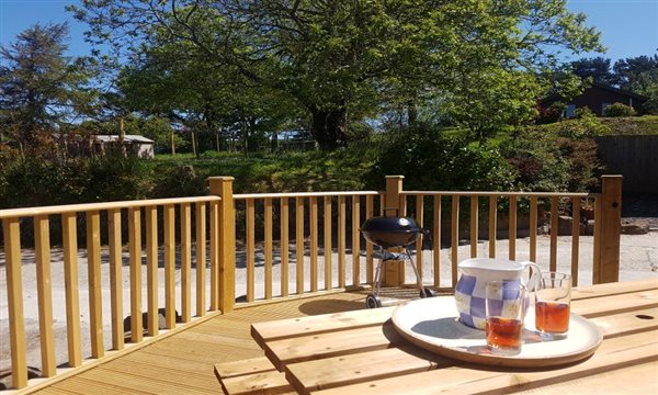 Decking overlooking Lower Campscott farm