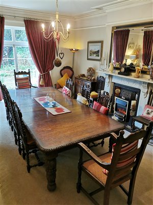 Breakfast served in the dining room.