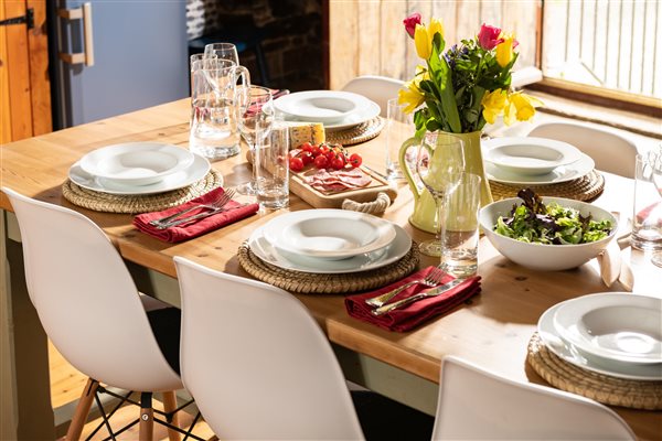 Table laid for a family meal