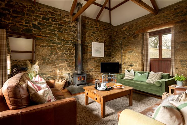 Living room with cosy woodburning stove